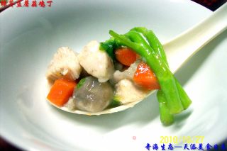 绿芥蓝蘑菇鸡丁的做法步骤：7