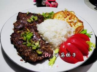 自创黑椒牛排饭的做法步骤：3