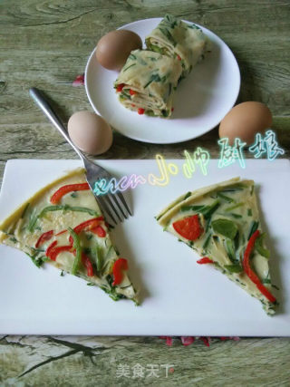 双椒韭菜蛋披萨餠，卷披萨的做法