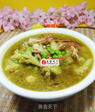 毛豆花菜螃蟹汤的做法