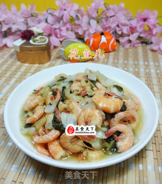腌白菜炒海虾的做法