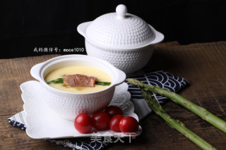 小策海鲜今日菜谱：三鲜蛋羹，小黄鱼鱼片，培根，芦笋，海鸭蛋的做法