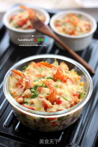 口感丰富的营养焗饭---大虾鲜蔬焗饭的做法