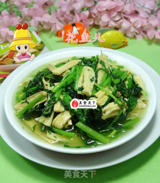 腐竹炒茼蒿的做法
