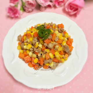 玉米胡萝卜炒肉末的做法