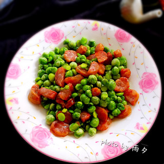 腊肠炒豌豆的做法