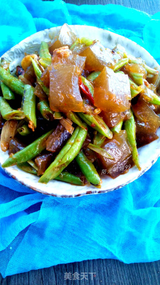 四季豆炒凉粉的做法