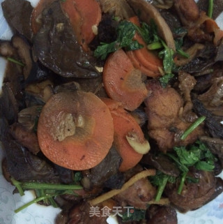 鸡肉炖双菇的做法