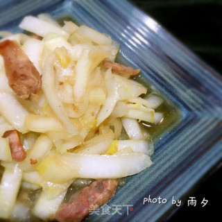 腊肠炒菜梗的做法