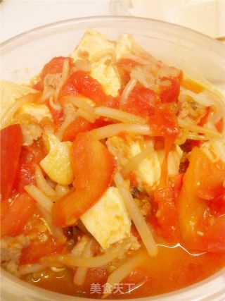 番茄肉末煮豆腐的做法步骤：2