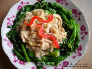 菜心扒鸡丝的做法步骤：2