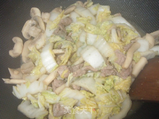 让菜梆子哄抢的一道菜---黄芽菜炒双菇的做法步骤：2