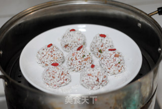 珍珠圆子——晶莹剔透一点红的做法步骤：3