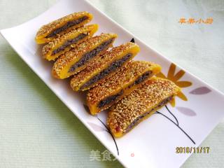 南瓜黑芝麻饼的做法步骤：2
