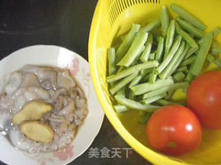 茄汁章鱼四季豆的做法步骤：2