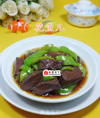 尖椒炒鹅血的做法