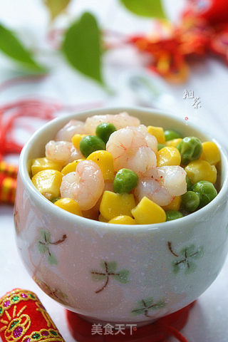 玉米豌豆炒虾仁的做法