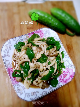 青椒炒海鲜菇的做法