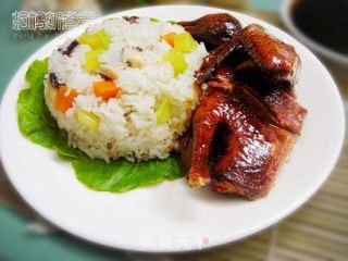 三杯乳鸽彩蔬饭的做法步骤：3
