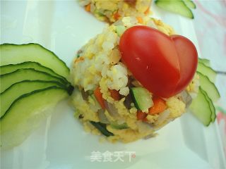 健康饭——爱心米饭炒豆渣的做法步骤：4