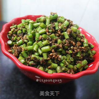 肉末榄菜炒豆角的做法