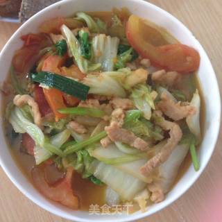 西红柿肉丝白菜的做法