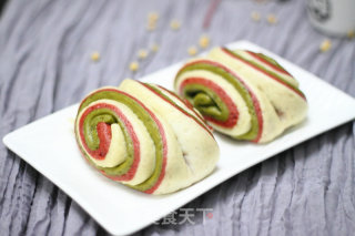 【再见渣难-九阳破壁豆浆机】豆浆风味的三色花卷的做法