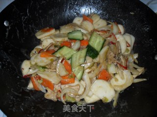 肉片炒年糕的做法步骤：2