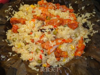 蜜汁梅肉荷叶饭的做法步骤：5