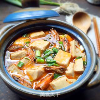 虾头豆腐煲的做法