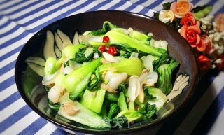 虾皮百合炒油菜的做法