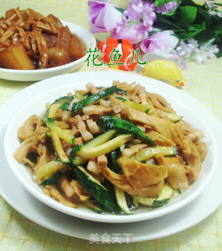 五花肉面筋炒青瓜的做法