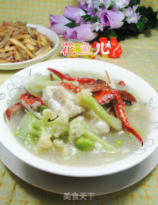毛豆螃蟹花菜羹的做法