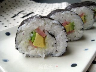 牛油果火腿寿司——两种卷法两样花色的做法