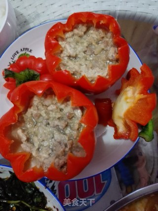 红菜椒炖肉末的做法