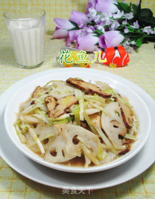 香干韭菜芽炒莲藕的做法