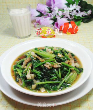 蒜香肉丝炒菠菜的做法