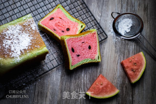 西瓜型港式吐司（手揉版）的做法