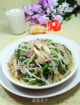 韭菜秀珍菇炒绿豆芽的做法