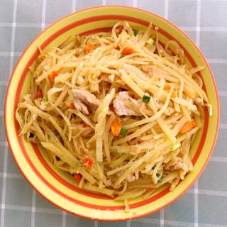 酸辣土豆丝炒肉的做法