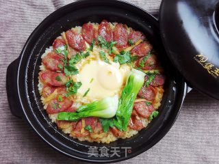 腊肠窝蛋煲仔饭的做法