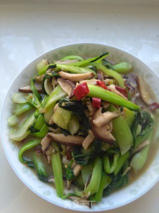 简体版香菇烧油菜的做法