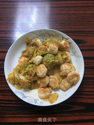 白菜炒大虾（番茄酱）的做法