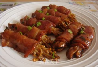 豉汁培根金针卷的做法步骤：2