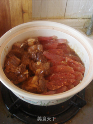 继续煲仔——豉汁排骨烧腊饭的做法步骤：2