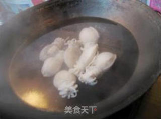 鲜辣汁淋拌鱿仔的做法步骤：2