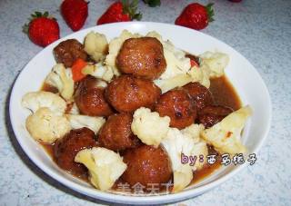 菜花烩肉丸的做法步骤：5