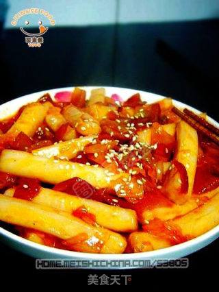 快乐主食篇10分钟搞定--泡菜炒年糕的做法步骤：3