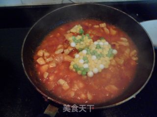 百变挂面——茄汁鸡丁拌面的做法步骤：4