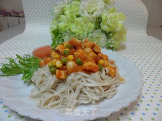 百变挂面——茄汁鸡丁拌面的做法步骤：4